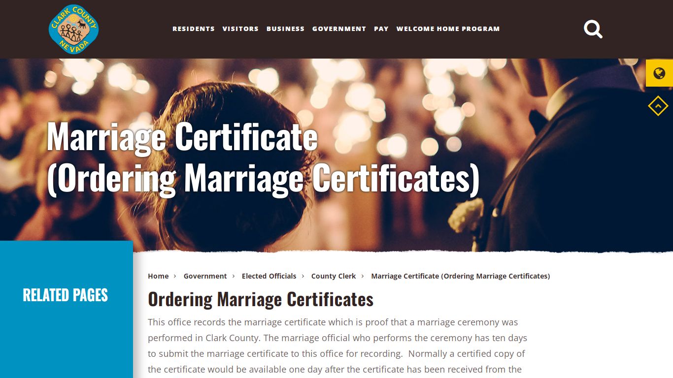 Marriage Certificate (Ordering Marriage Certificates)